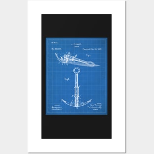 Boat Anchor Patent - Sailing Sailor Lake House Art - Blueprint Posters and Art